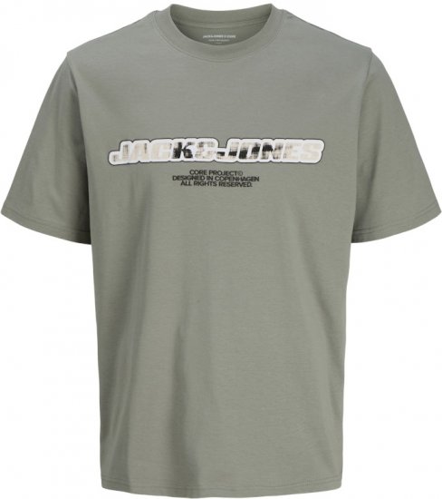 Jack & Jones Lido Core Front Print T-Shirt Shadow Grey - T-shirts - Stora T-shirts - 2XL-14XL