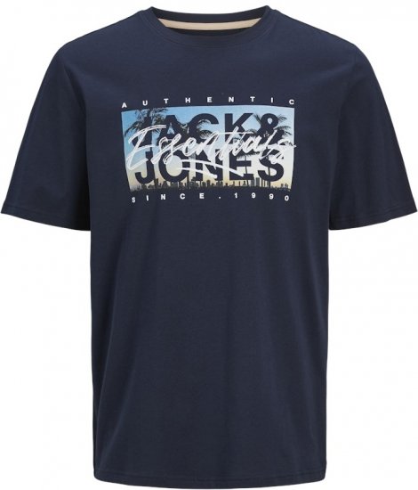Jack & Jones Colton Photoprint Crew Neck T-Shirt Dark Navy - T-shirts - Stora T-shirts - 2XL-14XL