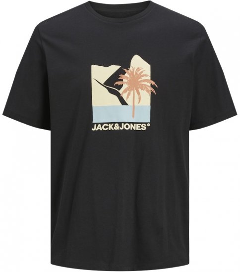 Jack & Jones Barbados Graphic Crew Neck T-Shirt Black - T-shirts - Stora T-shirts - 2XL-14XL