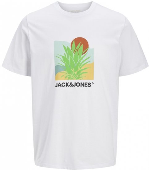 Jack & Jones Barbados Graphic Crew Neck T-Shirt White - T-shirts - Stora T-shirts - 2XL-14XL