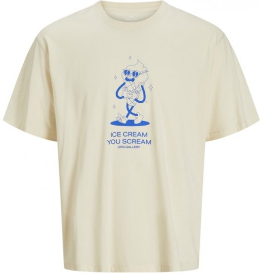 Jack & Jones Unexpect Crew Neck T-Shirt Antique White - T-shirts - Stora T-shirts - 2XL-14XL