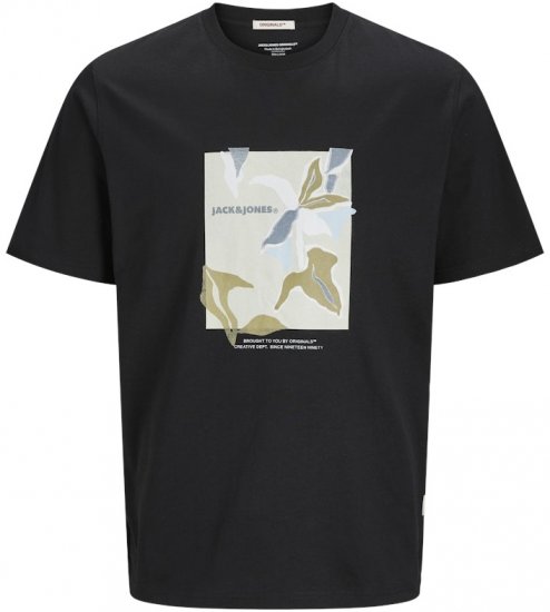 Jack & Jones Almeria Front Print Crew Neck T-Shirt Black - T-shirts - Stora T-shirts - 2XL-14XL