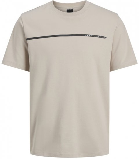Jack & Jones Fusion Black Line Crew Neck T-Shirt Beige - T-shirts - Stora T-shirts - 2XL-14XL