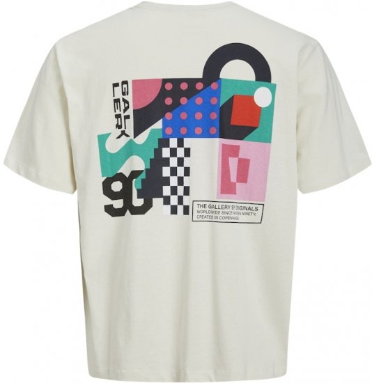 Jack & Jones Fold Crew Neck T-Shirt Antique White - T-shirts - Stora T-shirts - 2XL-14XL