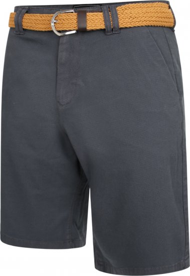 Kam Jeans 3402 Belted Dobby Weave Stretch Chino Shorts Charcoal - Shorts - Stora shorts W40-W60