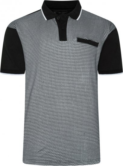 Kam Jeans 5518 Smart Mini Geo-Print Polo Black - Pikétröjor - Stora pikétröjor - 2XL-8XL