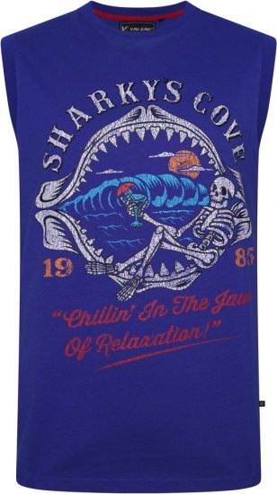 Kam Jeans 5762 Sharkeys Cove Vest Sleeveless T-Shirt Sea Surf Blue - T-shirts - Stora T-shirts - 2XL-14XL
