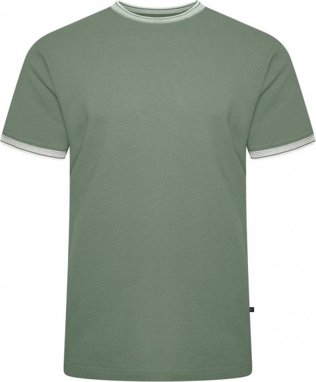 Kam Jeans 5779 Textured Body With Contrast Neck And Cuffs T-Shirt Elm Green - T-shirts - Stora T-shirts - 2XL-14XL