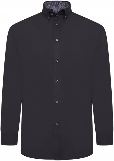 Kam Jeans P023B Premium Stretch Long Sleeve Shirt Button Down Black - Skjortor - Stora skjortor - 2XL-8XL