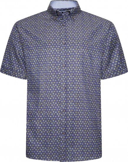 Kam Jeans P033 Premium Floral Print Short Sleeve Shirt Navy - Skjortor - Stora skjortor - 2XL-8XL