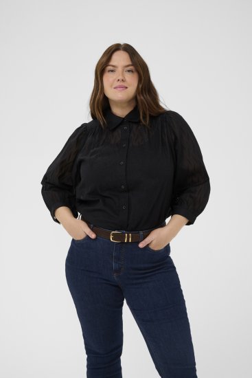 Kaffe Curve Gabby Skjorta med kortare ärmar Svart - Skjortblusar - 