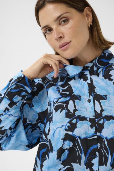 Kaffe Curve Sasja Långärmad skjorta Blue Snake Flower - Blusar & tunikor - 