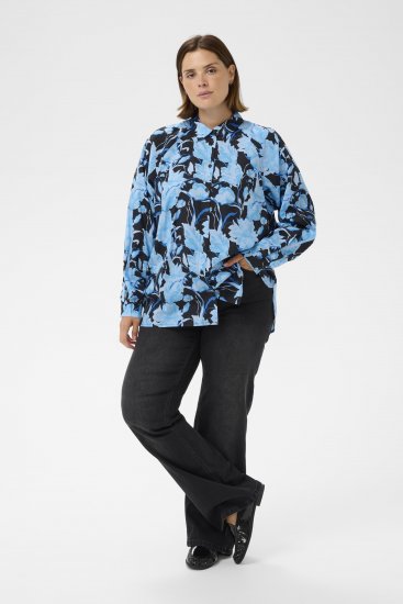 Kaffe Curve Sasja Långärmad skjorta Blue Snake Flower - Blusar & tunikor - 