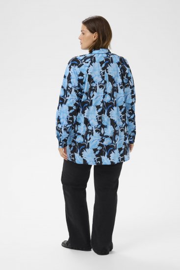 Kaffe Curve Sasja Långärmad skjorta Blue Snake Flower - Blusar & tunikor - 