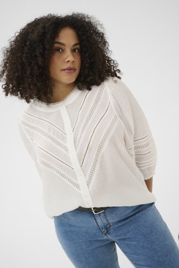 Kaffe Curve Liwa Shirt Chalk - Skjortblusar - 