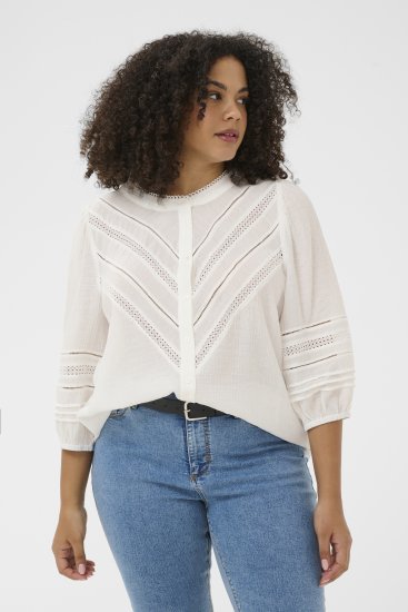 Kaffe Curve Liwa Shirt Chalk - Skjortblusar - 