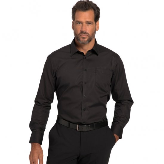 JP1880 Shirt Business Modern Fit Long Sleeve Non-Iron Black TALL - HERRKLÄDER MT-6XLT - Kläder för långa män