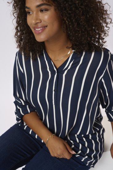 Kaffe Curve Sida Blus Randig Marinblå / Chalk - Blusar & tunikor - 
