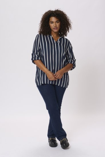 Kaffe Curve Sida Blus Randig Marinblå / Chalk - Blusar & tunikor - 
