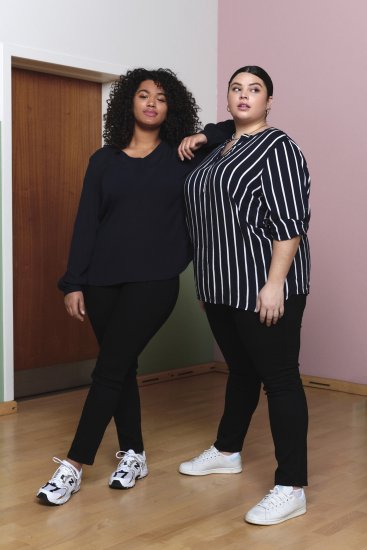 Kaffe Curve Sida Blus Randig Marinblå / Chalk - Blusar & tunikor - 