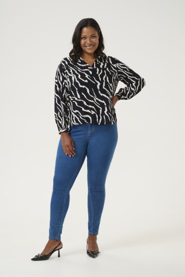 Kaffe Curve Mirta Tilly Blus Svart / Antikvitt Zebramönster - Blusar & tunikor - 