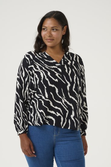 Kaffe Curve Mirta Tilly Blus Svart / Antikvitt Zebramönster - Blusar & tunikor - 