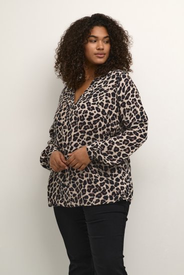Kaffe Curve Mirta Tilly Blus Leopardmönster - Blusar & tunikor - 