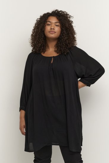 Kaffe Curve Ami 3/4-ärm Tunika Svart - T-shirts - 