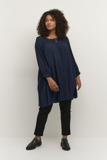 Kaffe Curve Ami 3/4-ärm Tunika Mörk Marinblå - T-shirts - 