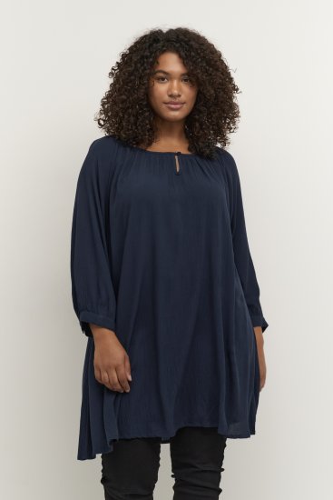 Kaffe Curve Ami 3/4-ärm Tunika Mörk Marinblå - T-shirts - 