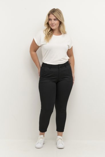 Kaffe Curve Leana Chinobyxor 7/8 Svart - Jeans & Byxor i Stora Storlekar – Plus Size - 