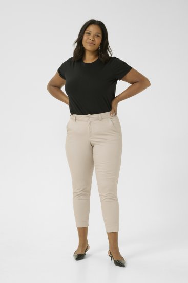 Kaffe Curve Leana Chinobyxor 7/8 Ljusgrå - Jeans & Byxor i Stora Storlekar – Plus Size - 