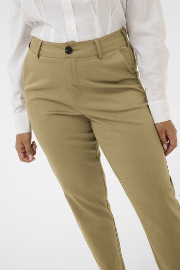 Kaffe Curve Leana Chinobyxor 7/8 Mörk beige - Jeans & Byxor i Stora Storlekar – Plus Size - 