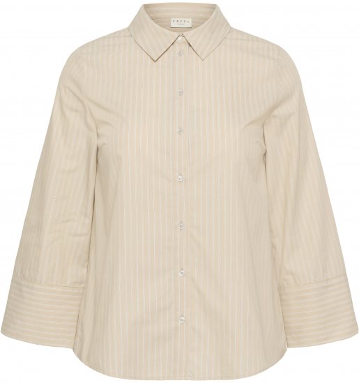Kaffe Curve Josa Shirt Feather Grey Stripe - Skjortblusar - 