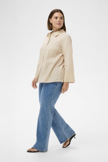 Kaffe Curve Josa Shirt Feather Grey Stripe - Skjortblusar - 