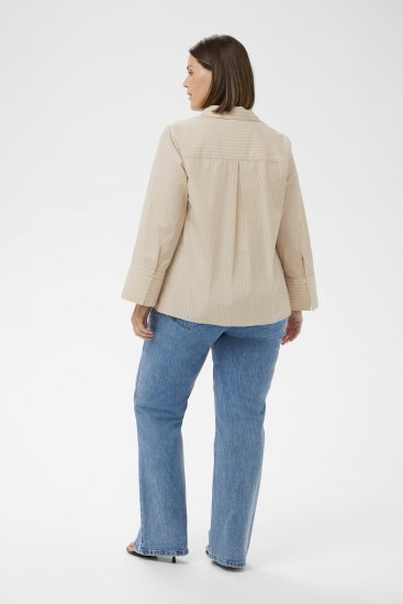 Kaffe Curve Josa Shirt Feather Grey Stripe - Skjortblusar - 