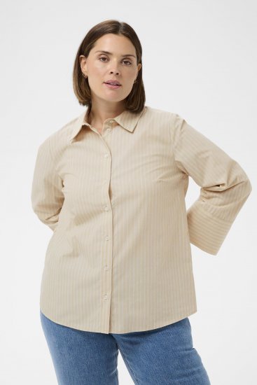 Kaffe Curve Josa Shirt Feather Grey Stripe - Skjortblusar - 