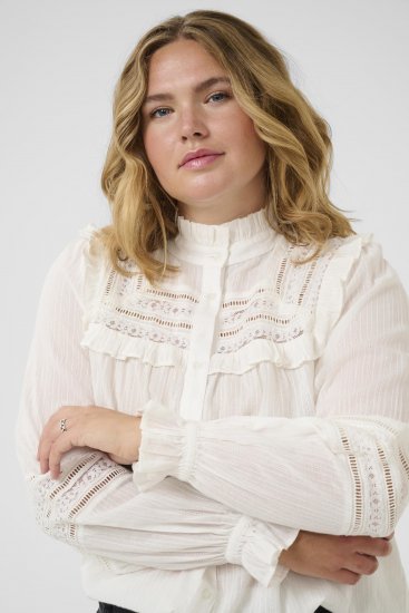 Kaffe Curve Jessa Shirt Long Sleeve White - Skjortblusar - 