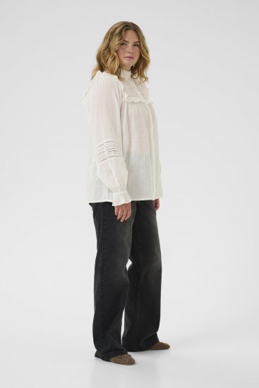 Kaffe Curve Jessa Shirt Long Sleeve White - Skjortblusar - 