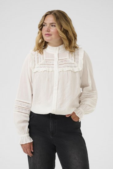 Kaffe Curve Jessa Shirt Long Sleeve White - Skjortblusar - 
