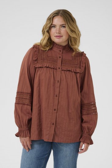 Kaffe Curve Jessa Shirt Henna Brown - Blusar & tunikor - 