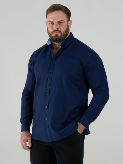 D555 Richard Långärmad Oxfordskjorta TALL Marinblå - TALL skjortor - 