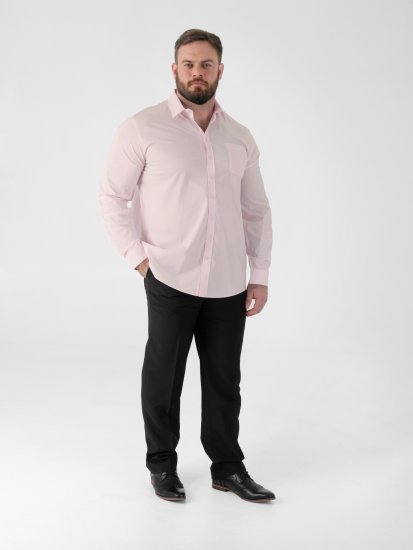 D555 Oliver Fläckavvisande Lättstruken Stretchskjorta med Lång Ärm Rosa - Skjortor - Stora skjortor - 2XL-8XL