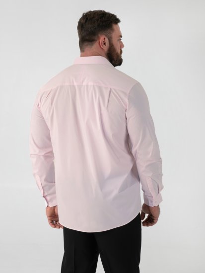 D555 Oliver Fläckavvisande Lättstruken Stretchskjorta med Lång Ärm Rosa - Skjortor - Stora skjortor - 2XL-8XL