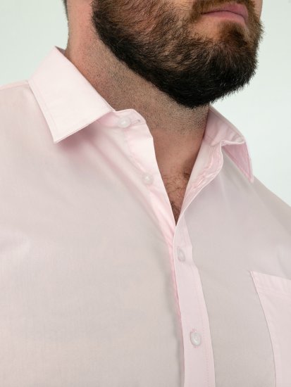 D555 Oliver Fläckavvisande Lättstruken Stretchskjorta med Lång Ärm Rosa - Skjortor - Stora skjortor - 2XL-8XL