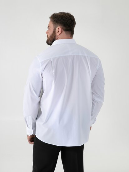 D555 Oliver Fläckavvisande Lättstruken Stretchskjorta med Lång Ärm Vit - Skjortor - Stora skjortor - 2XL-8XL