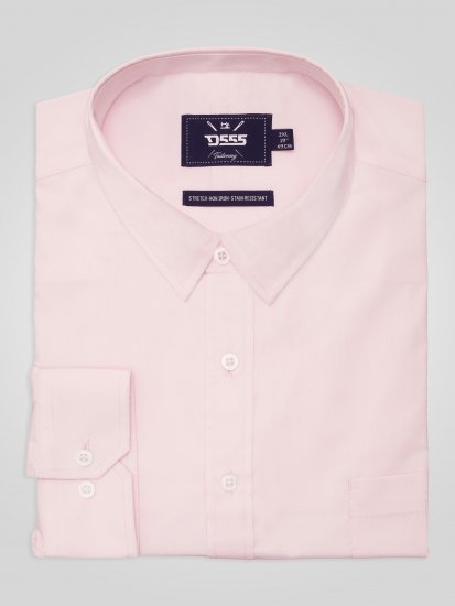 D555 Oliver Fläckavvisande Lättstruken Stretchskjorta med Lång Ärm Rosa - Skjortor - Stora skjortor - 2XL-8XL
