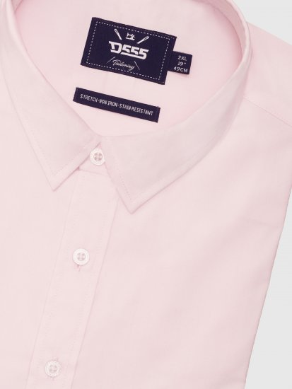 D555 Oliver Fläckavvisande Lättstruken Stretchskjorta med Lång Ärm Rosa - Skjortor - Stora skjortor - 2XL-8XL