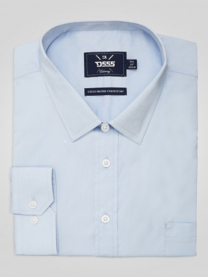 D555 Oliver Fläckavvisande Lättstruken Stretchskjorta med Lång Ärm Ljusblå - Skjortor - Stora skjortor - 2XL-8XL