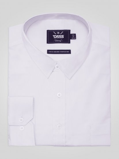 D555 Oliver Fläckavvisande Lättstruken Stretchskjorta med Lång Ärm Vit - Skjortor - Stora skjortor - 2XL-8XL